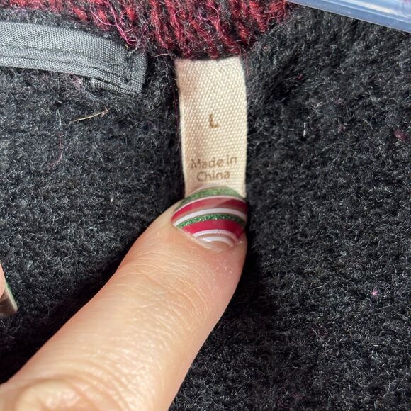 Soft Surroundings Women Jacket Coat Hardey Buffalo Plaid Wool Red Black Large - Picture 10 of 11